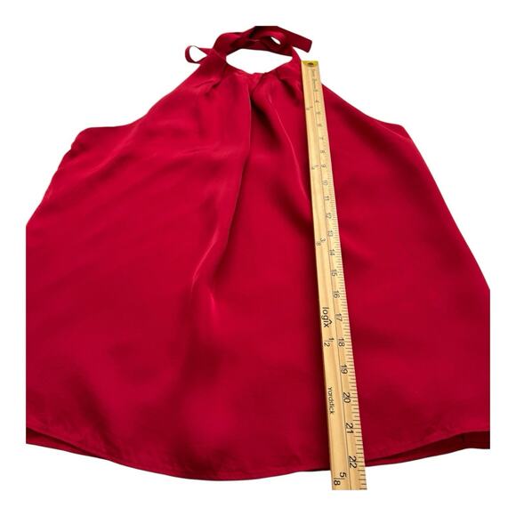 Theory Halter Top Womens Medium Red Kensi Sleeveless Silk Lined Neck Tie Holiday - Picture 7 of 9